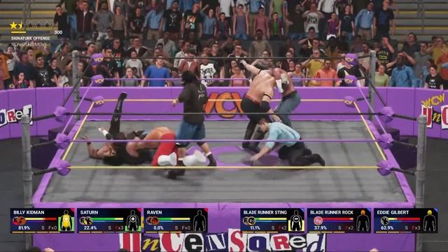 "Hotstuff" Eddie Gilbert & The Bladerunners vs. Raven, Saturn, Kidman