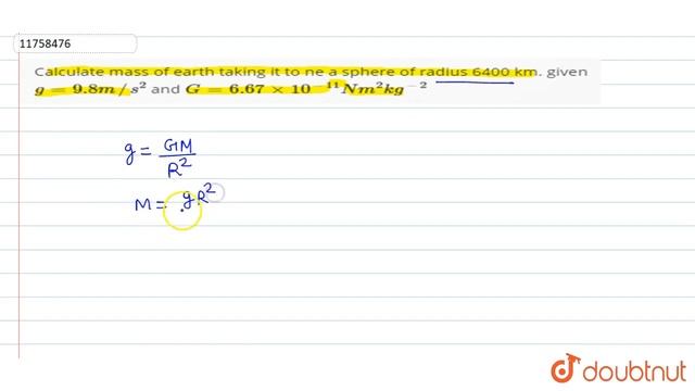 Calculate mass of earth taking it to ne a sphere of radius 6400 km. given `g=9.8 m//s^(2)` смотреть онлайн