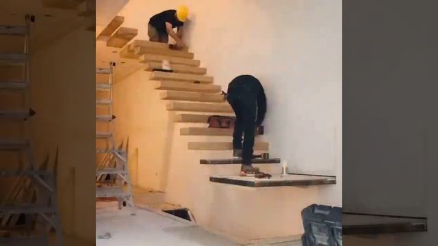 Amazing Woodworking Carpenter Skills - Building Floating Staircase #shorts смотреть онлайн