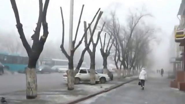 КАРАГАНДА.  зимние туманы на 45м.