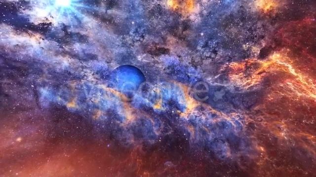 Travel Through Abstract Space Nebulae to the Planet | Motion Graphics - Videohive template