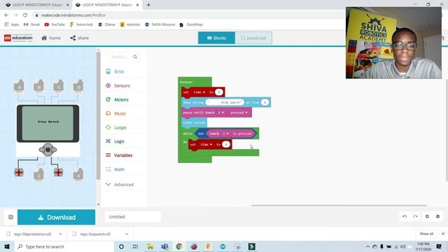 How to do Stopwatch programming for EV3 robot in Makecode ?