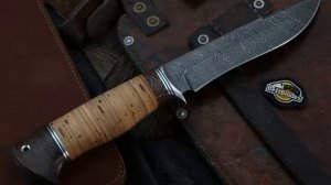 Кузница Назарова В.В. нож Варан (Дамаск волнистый, береста)