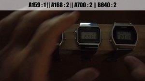Casio Retro Digital Comparison : A159 (A158), A168, A700, B640 (A159W/A158W, A168W, A700W, B640W)