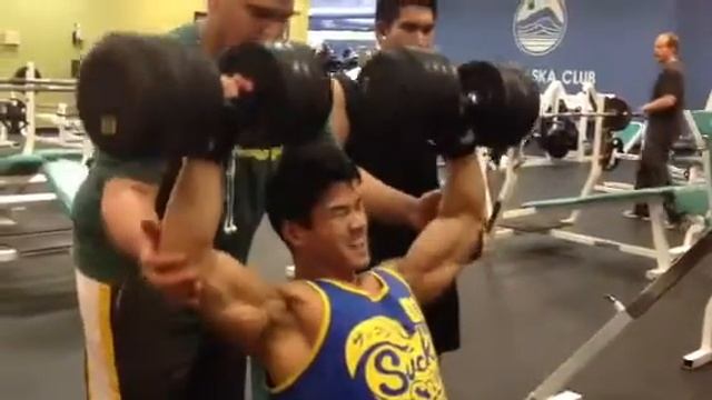 80 lb dumbbell shoulder presses at body weight of 148 lb смотреть онлайн