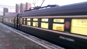 Отправление поезда ЭР2К-980 (реплика) Яхрома. Электричка Глобус. Electrotrain Globus ER2K