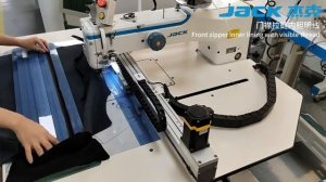процесс пришивания молнии на шаблонном автомате Jack
