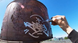 Graffiti mural in Pskov / piece and tagging / Handstyle. Rebel813 4K 2022