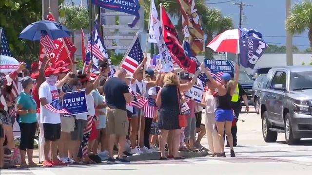 Supporters show up in large numbers for President Trump's Jupiter visit смотреть онлайн