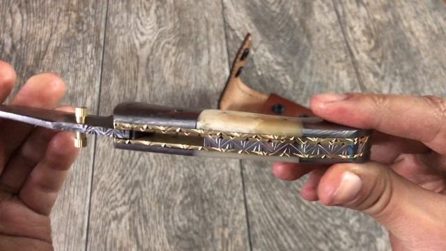 ASH H790 Damascus steel custom handmade pocket folding knife