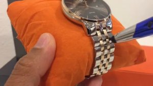 Tophill Men's TW050G Wrist Watch Stainless Steel Band Black Dial Roman Number Time Mark