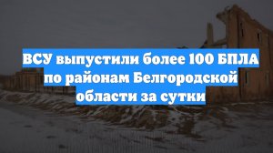 ВСУ выпустили более 100 БПЛА по районам Белгородской области за сутки