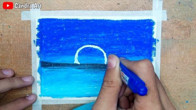 How To Draw Moonlight Easy Scenery With Oil Pastels