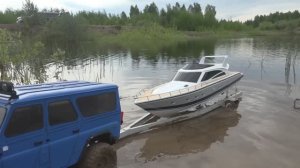 Самодельный прицеп для катера. Спускаем лодку на воду.