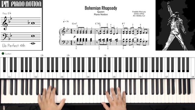 Bohemian Rhapsody - Freddie Mercury - Queen (Sheet Music - Piano Solo - Piano Cover - Tutorial) смотреть онлайн