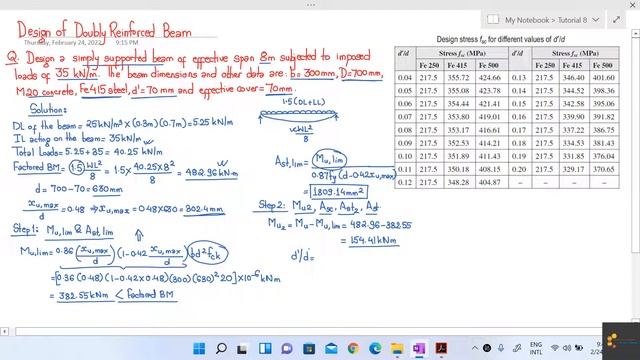 Tutorial 8-Design of Doubly Reinforced Beam (IS 456:2000) смотреть онлайн