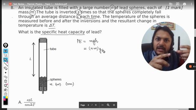 An insulated tube is filled with a large number n of lead spheres, each ofmass m. The tube is inver смотреть онлайн