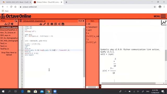 August13th Octave dsolve plot 1 смотреть онлайн