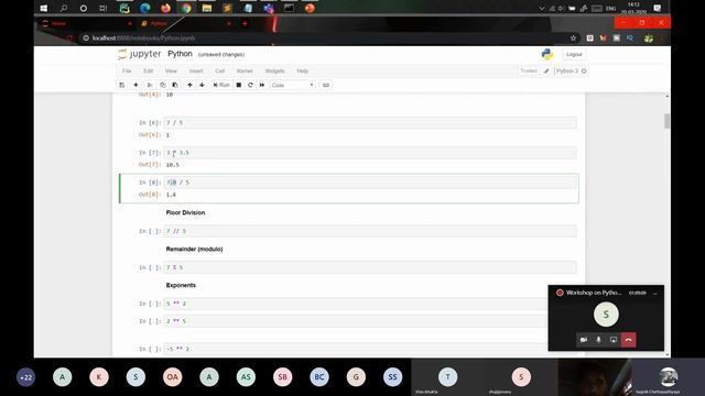 Basic Arithmetic operations in Python - Part 2 - Workshop content