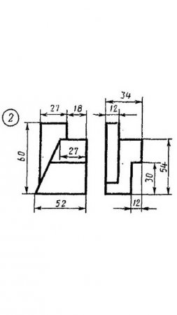 Объемная модель (технический рисунок) по двум видам в изометрии