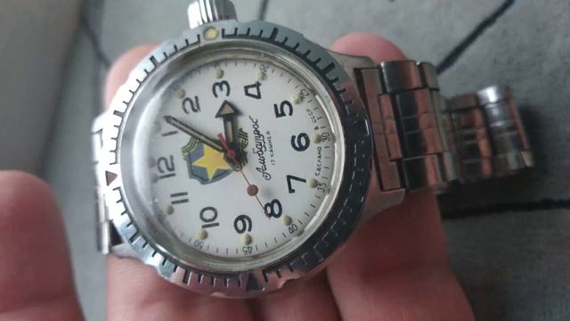 Mens watch VOSTOK Albatross yellow star on shieldHand watch WOSTOK amphibianSoviet watchRussian