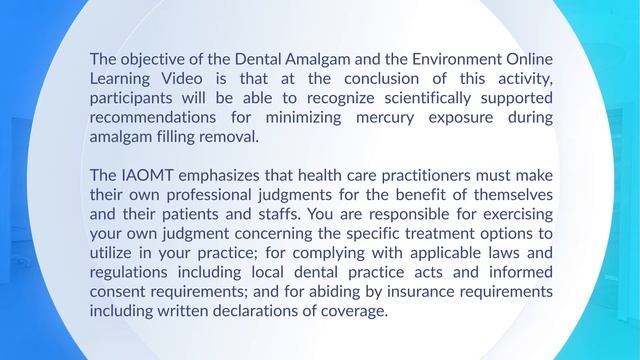 Preface to IAOMT's Dental Amalgam Mercury and the Environment Online Learning Video Activity
