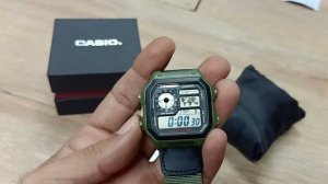 Casio AE 1200WHB 3AV Classic Army Green Color World Time Series | James Band Wrist Watch