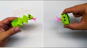 Оригами змея. Прыгающая змея из бумаги. |