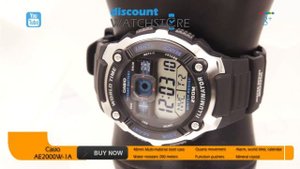 Casio AE2000W-1A Men's Silver-Tone and Black Multi-Functional Digital World Time Watch Review Video