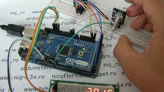 DS3231 as thermometer and adjusting clock with encoder on 4-digit led display drived by MAX7219