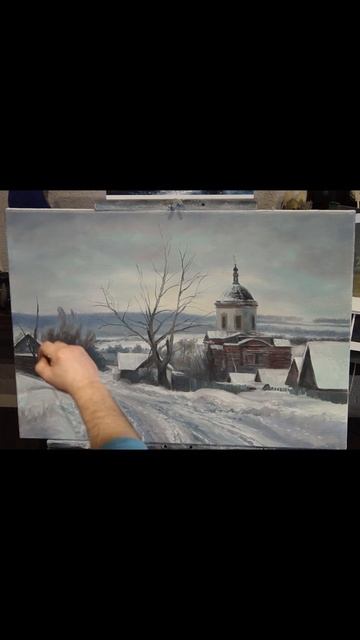 Картина маслом "Старая церковь" shorts #art #живопись #художник