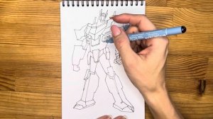 Как нарисовать Оптимуса Прайма карандашом и скетч маркерами | Рисунок для детей, поэтапно и легко