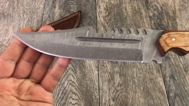 ASH D720DW Damascus Steel Custom Handmade Hunting Bowie Tracker knife 12 inches