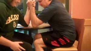 Mixed Arm Wrestling: woman is BIGGER, stronger than boy