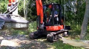 TFXLUX100 Мульчер лесной измельчитель OSMA  на мини-экскаваторе Kubota KX057-4