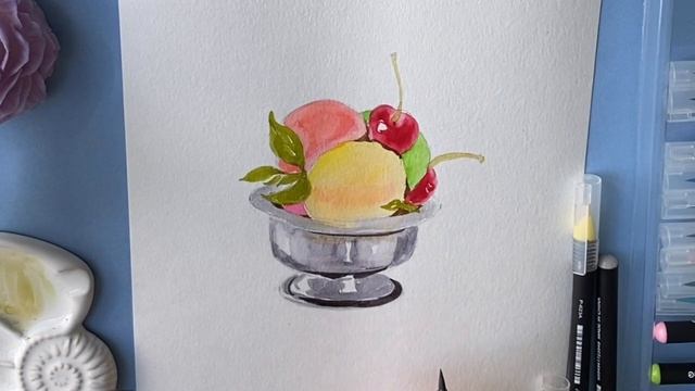 Рисунок для скетчбука МАРКЕРАМИ / Мороженое и вишни / Яркий летний скетч смотреть онлайн