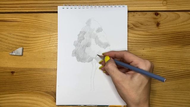 Как нарисовать дерево простым карандашом | Рисунок для начинающих легко и поэтапно