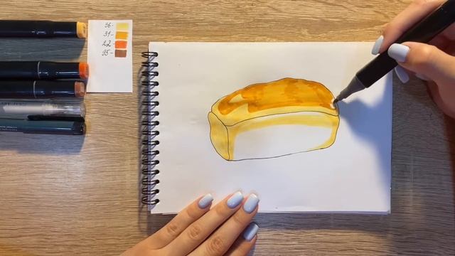 Как нарисовать хлеб карандашом и скетч маркерами | Рисунок для детей, поэтапно и легко