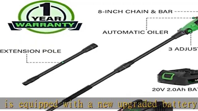 Cordless Pole Saw 8-Inch,15-Foot Max Reach Pole Saw for Tree Trimming, 16ft/s Speed, Auto Oiling, M смотреть онлайн