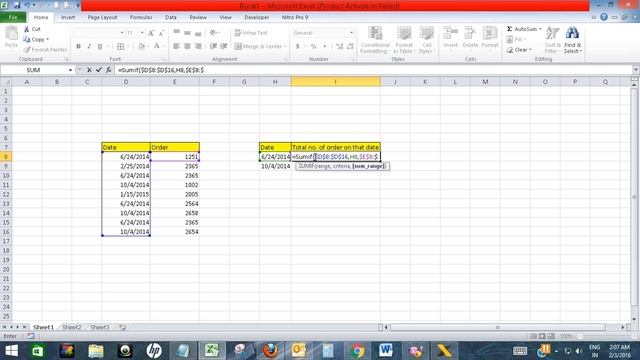 Sum corresponding values with same date in Excel