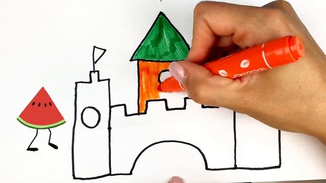 How To Draw A Castle For Kids | Drawing and coloring | mj kids art draw a castle