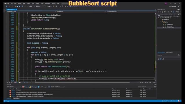 Useable Unity. Sorting Algorithms Visualization. Bubble Sort. Basics Unity.