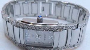 Ladies Yves Camani Silver Crystal Evening Watch