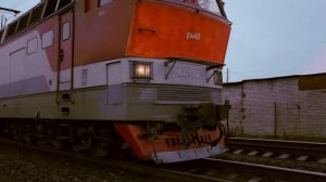 ЧС4т-304 с хозяйственным поездом.