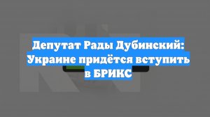 Депутат Рады Дубинский: Украине придётся вступить в БРИКС