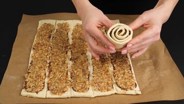 Just puff pastry, nuts and chocolate! Easy puff pastry dessert in 10 minutes! смотреть онлайн