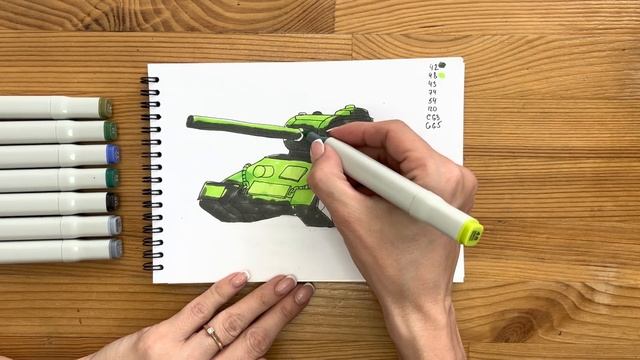 Как нарисовать танк карандашом и скетч маркерами | Рисунок для детей, поэтапно и легко