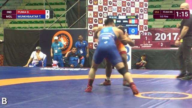 1/2 FS - 84 kg: D. PUNIA (IND) df. T. MUNKHBAATAR (MGL) by FALL, 7-0 смотреть онлайн