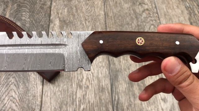 ASH D720W Damascus Steel Custom Handmade Hunting Bowie Tracker knife 12 inches