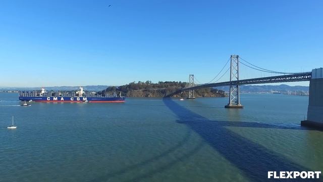 Drone video: Huge container ship sails under Golden Gate Bridge